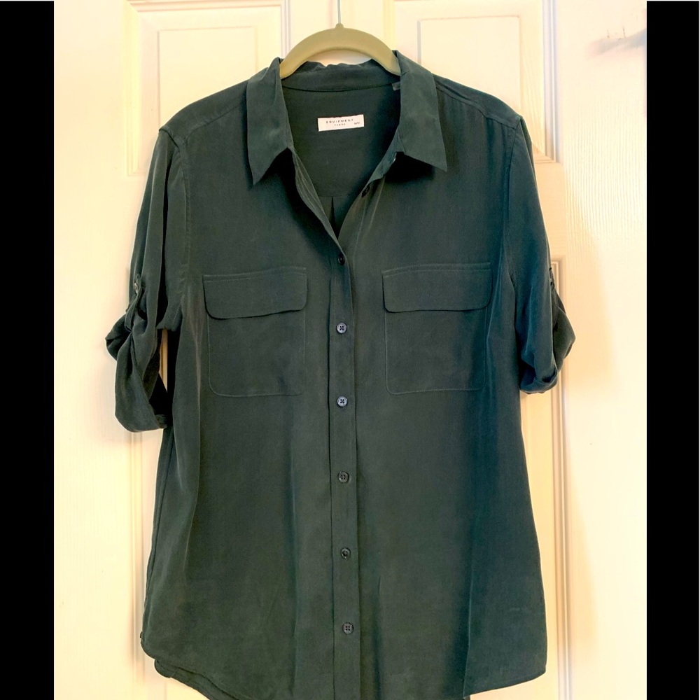 Equipment hunter green silk blouse